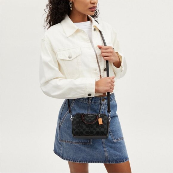 NWT!COACH MINI ROWAN CROSSBODY IN SIGNATURE DENIM(COACH CO963)fast shipping - Picture 8 of 9
